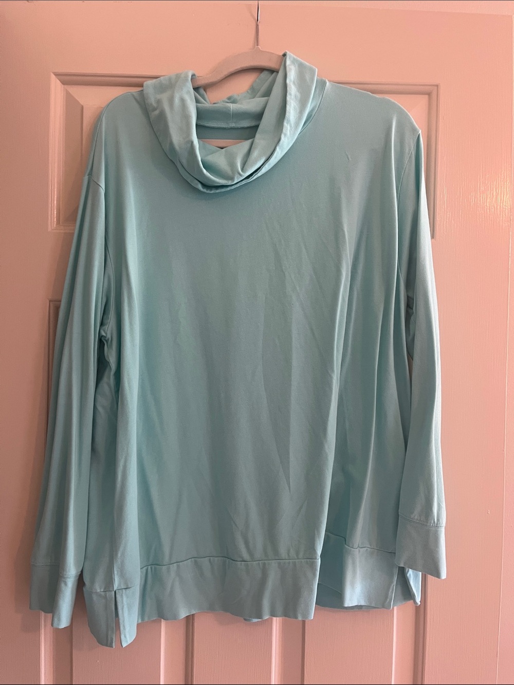 Elle Light Aqua Cowl Neck Long Sleeve Tunic